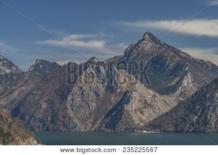 Ebensee Sea And Town In Big Austrian Alps