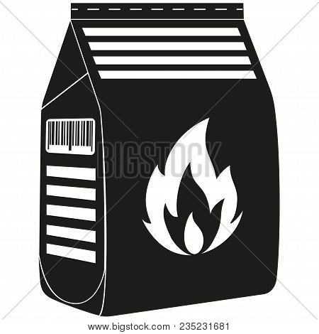 Black And White Coal Bag Silhouette. Outdoors Recreation Vector Illustration For Gift Card Certifica