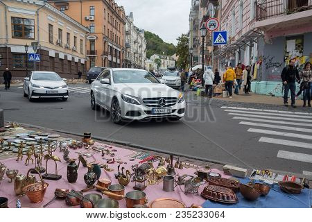 Kiev, Ukraine - October 1, 2017: Flea Market In The Andreevsky Descent - The Historical Part Of The 