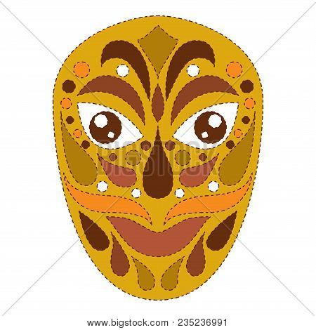 Tribal Ethnik Mask. Colorful Illustration In Natural Shadows On White Background.