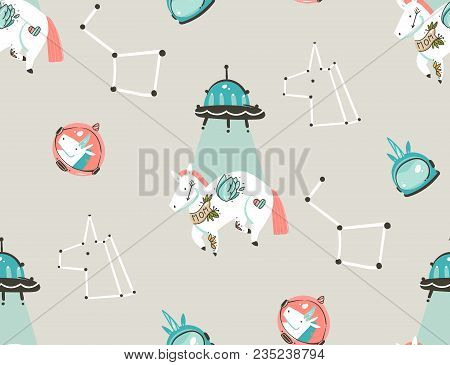 Hand Drawn Vector Abstract Graphic Creative Artistic Cartoon Illustrations Seamless Pattern With Ast