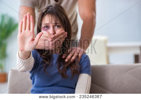 Desparate wife with aggressive husband in domestic violence conc
