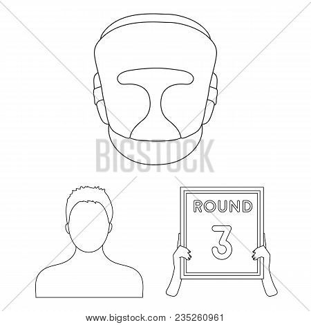 Boxing Extreme Sports Outline Icons In Set Collection For Design. Boxer And Attributes Vector Symbol