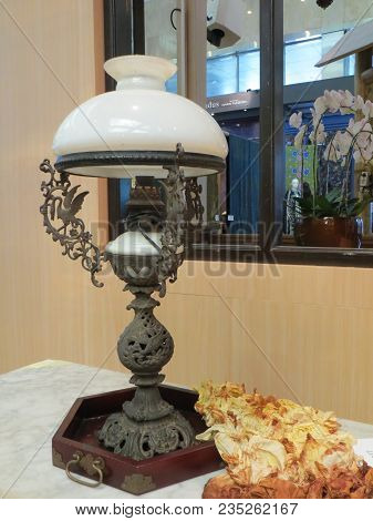 Jakarta, Indonesia - June 8, 2017: A Traditional Javanese Table Lamp.