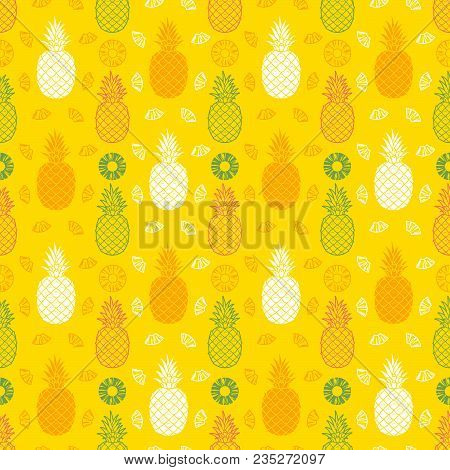 Pineapple Fruits Seamless Pattern Background Vector Format
