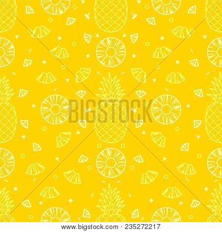 Pineapple Fruits Seamless Pattern Background Vector Format