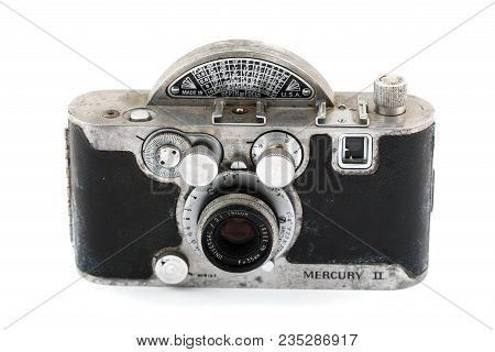 Springfield, Or - April 6, 2018: Mercury Ii 35mm Film Camera Against An Isolated White Background In