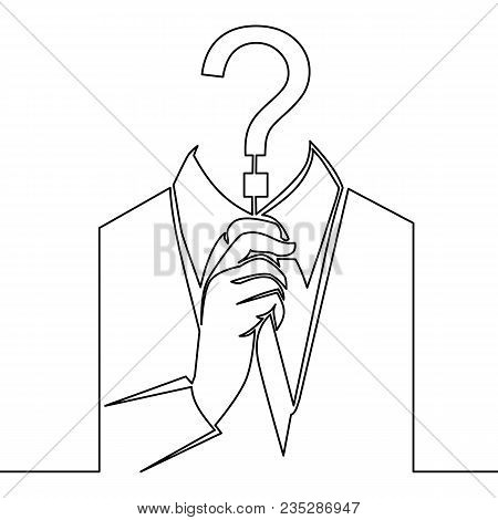 Single Continuous Line Art Incognito, Unknown Person, Silhouette Of Man Anonymous On White Backgroun
