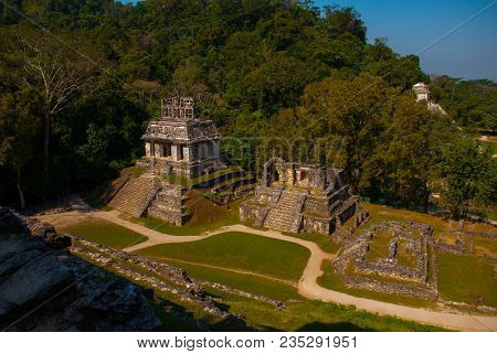 Ancient Mayan City, Archaeological Complex With Ruins, Palace, Temples, Pyramids. Palenque Ruins Chi