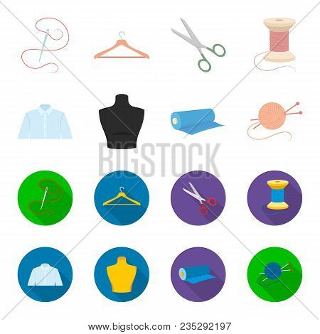 A Man Shirt, A Mannequin, A Roll Of Fabric, A Ball Of Threads And Knitting Needles.atelier Set Colle