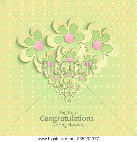 Flowers Spring Congratulations Greeting Card Yellow Vector