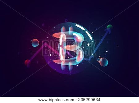 Bitcoin Crypto. Design Of Electronic Cryptocurrency Market Finance, Business Concept Coin Money. Col