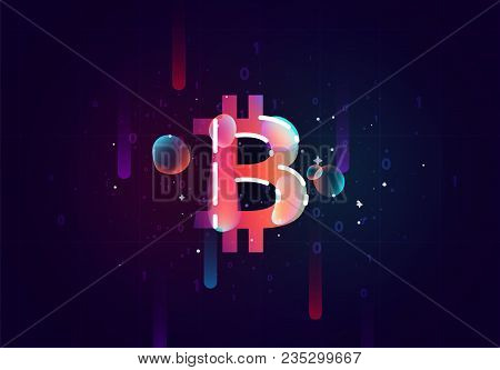 Bitcoin Crypto. Design Of Electronic Cryptocurrency Market Finance, Business Concept Coin Money. Col