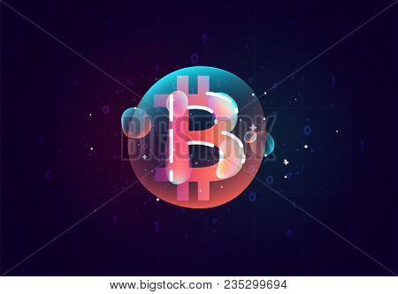 Bitcoin Crypto. Design Of Electronic Cryptocurrency Market Finance, Business Concept Coin Money. Col