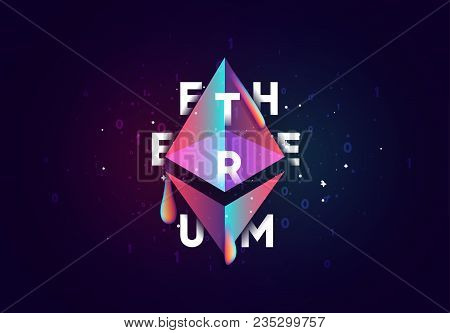 Ethereum Crypto. Design Of Electronic Cryptocurrency Market Finance, Business Concept Coin Money.