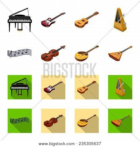 Musical Instrument Cartoon, Flat Icons In Set Collection For Design. String And Wind Instrument Isom