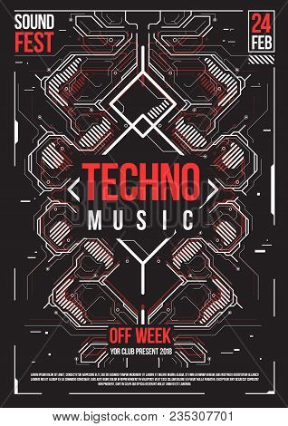 Cyberpunk Futuristic Poster. Retro Futuristic Poster Template. Electronic Music Layout. Modern Club 