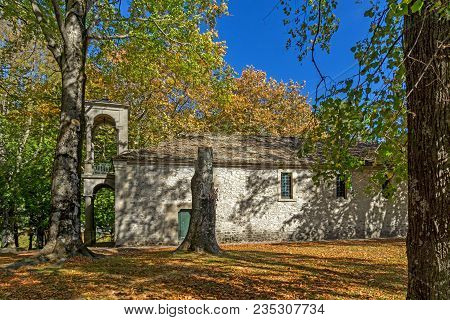 Metsovo, Epirus, Greece - October 19, 2013: Autumn View Of Orthodox Church In Village Of Metsovo, Ep