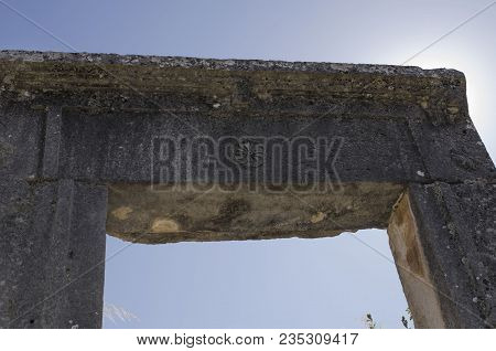Ruins Of The Ancient City Of Sidima, Turkey, Part Of The Wall On Which The Image Of The Head