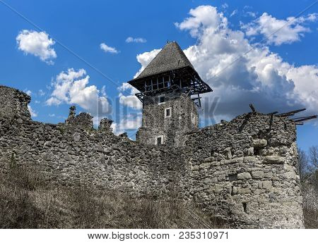 Nevitsky Castle In The Afternoon. Ruins Of An Ancient Castle In The Carpathians. Ukraine.