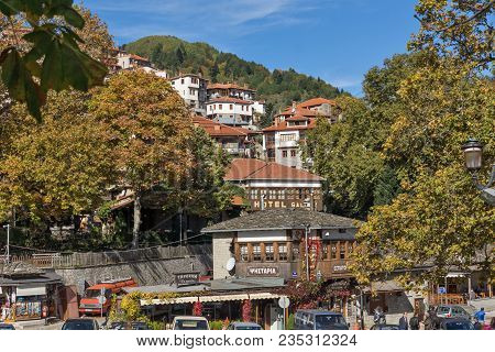 Metsovo, Epirus, Greece - October 19, 2013: Autumn View Of Village Of Metsovo Near City Of Ioannina,