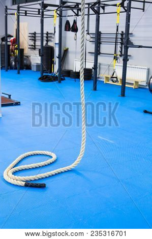 Crossfit Rope In Gym. Sport Concept Indoors