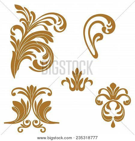 Golden vintage ornament, baroque ornament, scroll ornament, engraving ornament, border ornament, floral ornament, retro pattern, antique pattern, style acanthus pattern, foliage pattern, swirl pattern decorative pattern, filigree pattern. vector