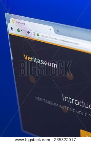 Ryazan, Russia - March 29, 2018 - Homepage Of Veritaseum Cryptocurrency, Web Address - Veritas.verit