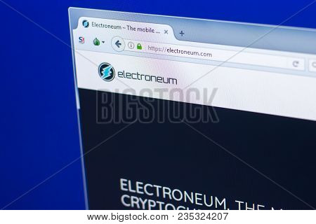 Ryazan, Russia - March 29, 2018 - Homepage Of Electroneum Crypto Currency On The Pc Display, Web Add