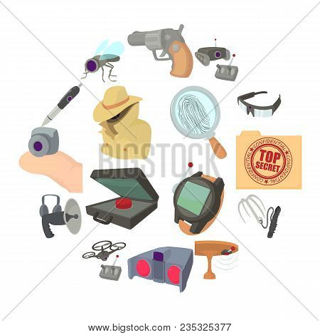 Spy And Security Icons Set. Cartoon Illustration Of 16 Spy And Security Vector Icons For Web
