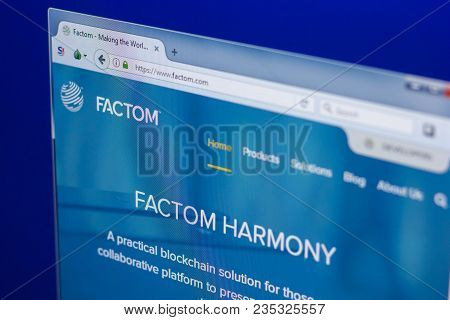 Ryazan, Russia - March 29, 2018 - Homepage Of Factom Crypto Currency On The Pc Display, Web Address 