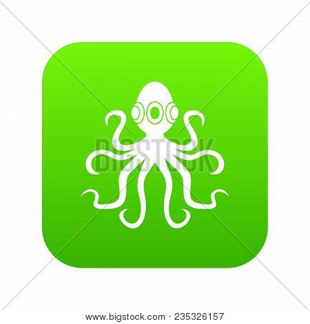 Octopus Icon Digital Green For Any Design Isolated On White Vector Illustration