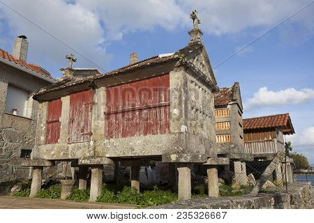 Pile Granarys In The Village Of Combarro, Galicia, Spain