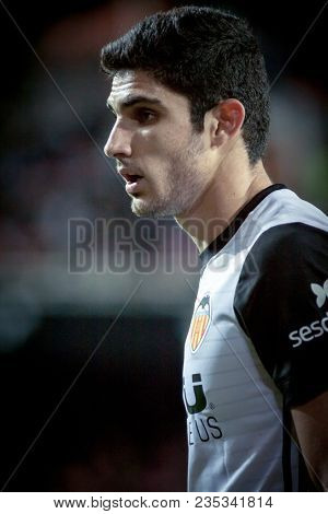 VALENCIA, SPAIN - APRIL 8: Guedes during Spanish La Liga match between Valencia CF and RCD Espanyol at Mestalla Stadium on April 8, 2018 in Valencia, Spain
