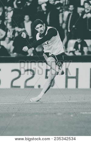 VALENCIA, SPAIN - APRIL 8: Guedes during Spanish La Liga match between Valencia CF and RCD Espanyol at Mestalla Stadium on April 8, 2018 in Valencia, Spain