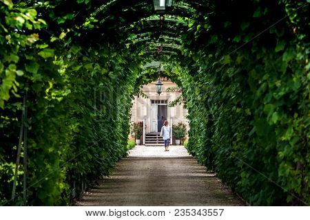 Rundale, Latvia - July, 2017: Green Garden Arches And Path. Landscape Gardening Design In Rundale Pa