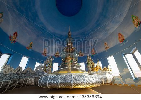 Chiang Mai, Thailand - January 22, 2018: Beautiful Interior Of The Sculpture Within The Glass Pagoda