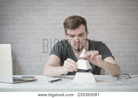 Young Architect Working Hard On A New Project And Concept
