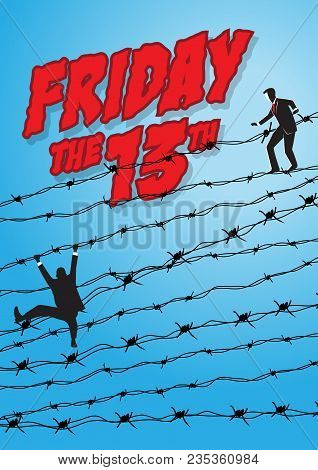 An Illustration Of Superstitious Businessman About Friday The 13th