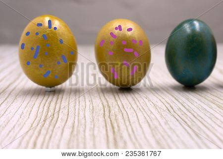 Different Colorful Easter Eggs, Happy Holiday, Chicken Egg, Traditional Christian Eastertime Painted