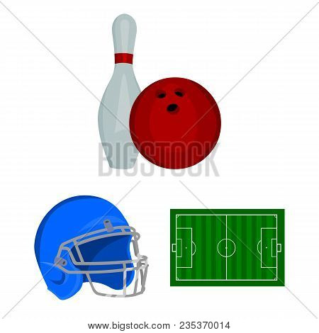 Different Kinds Of Sports Cartoon Icons In Set Collection For Design. Sport Equipment Vector Symbol 