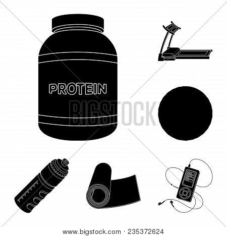 Gym And Training Black Icons In Set Collection For Design. Gym And Equipment Vector Symbol Stock  Il