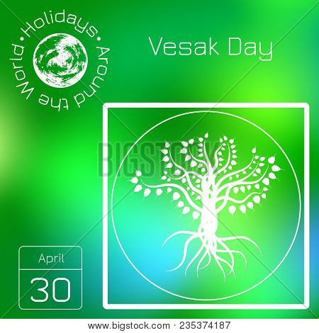 Calendar. Holidays Around The World. Event Of Each Day. Green Blur Background - Name, Date, Illustra