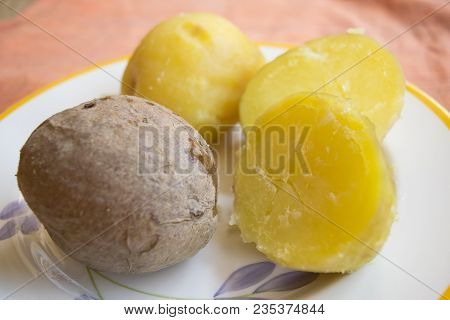 Boiled Potato Whithout Peel Approached To One With The Peel