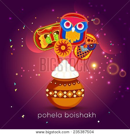 Poster Or Banner Of Bengali New Year Pohela Boishakh Greeting Card Background.