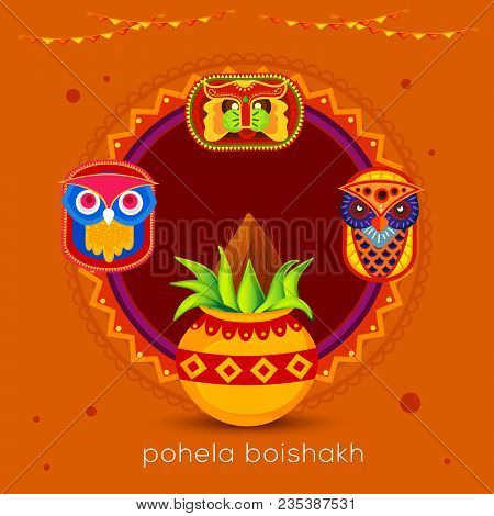 Poster Or Banner Of Bengali New Year Pohela Boishakh Greeting Card Background.