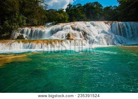 Cascadas De Agua Azul Waterfalls. Agua Azul. Yucatan. Mexico Palenque