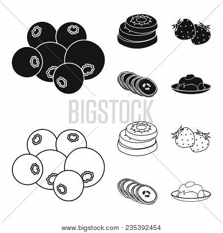Fruits And Other Food. Food Set Collection Icons In Black, Outline Style Vector Symbol Stock Illustr