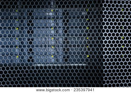Modern Interior. Black Metal Stylish Modern Important Server Cabinets In A Data Center