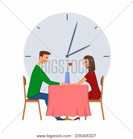 Speed Dating, Concept Vector Illustration, Isolated On White Background. Young Man And Woman On A Da